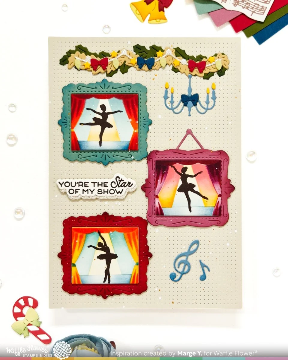 Waffle Flower - Postage Collage - Nutcracker Stencil