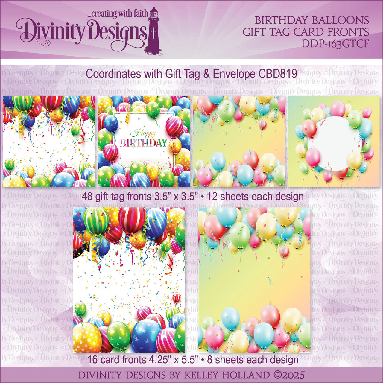 Divinity Designs - Birthday Balloons Gift Tag Card Fronts