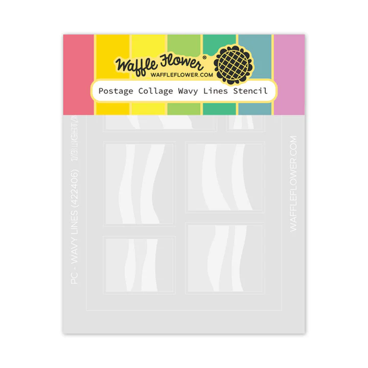 Waffle Flower - Postage Collage - A2 Wavy Lines Stencil Set