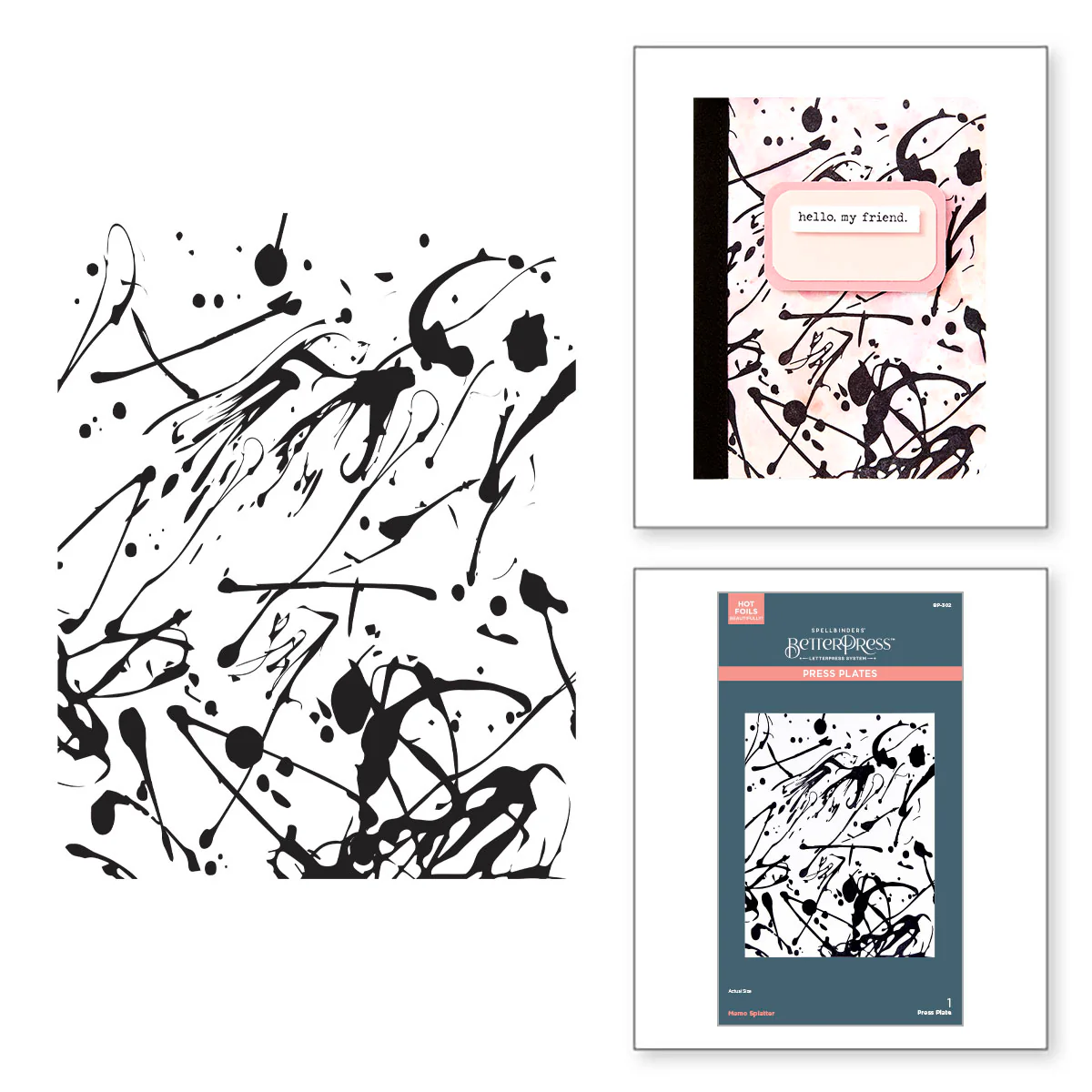 Spellbinders - BetterPress - Memo Splatter Press Plate