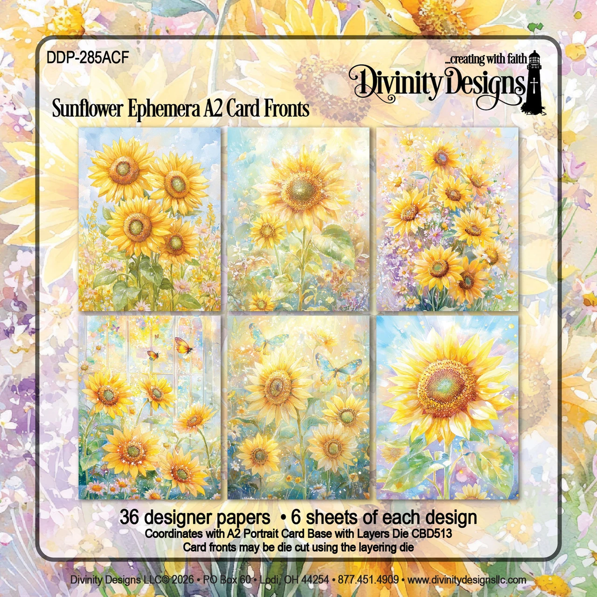 Divinity Designs - A2 Card Fronts - Sunflower Ephemera