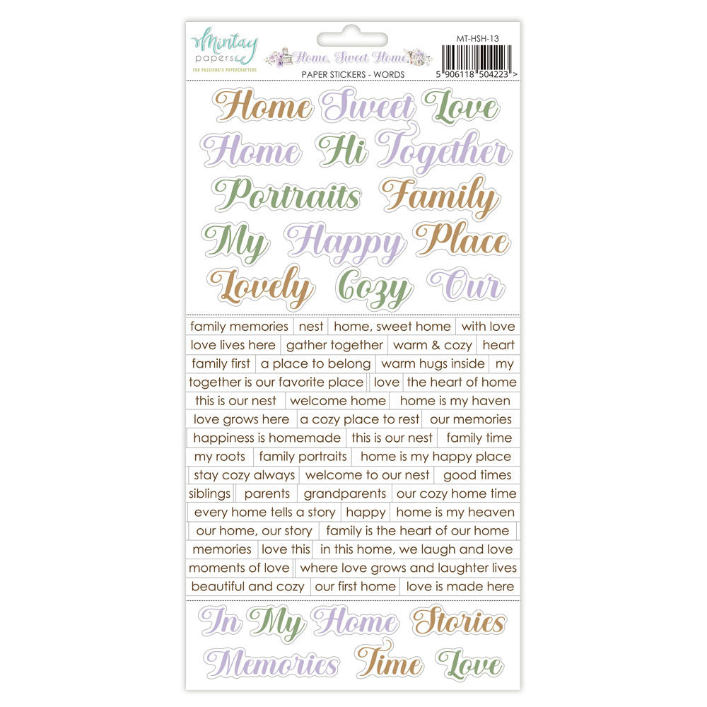 Mintay - Home Sweet Home - Words Paper Stickers