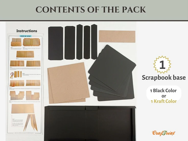 CrafTreat - Blank Precut Album Base - Basic 8x8: Black