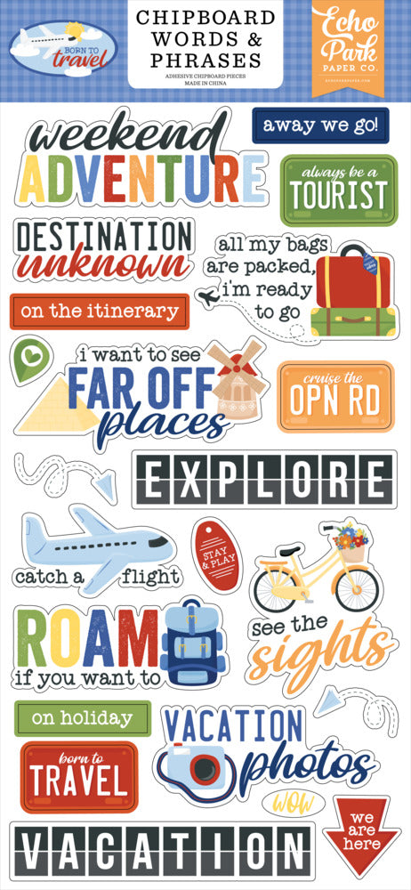 Echo Park - Born To Travel - Chipboard Words & Phrases