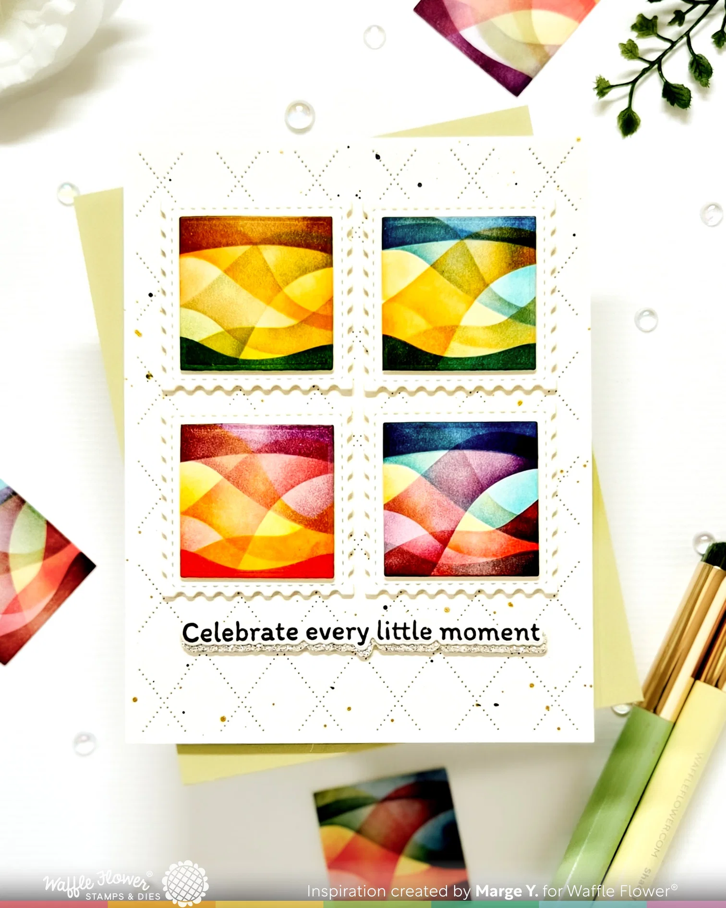 Waffle Flower - Square Postage - Wave Stencil
