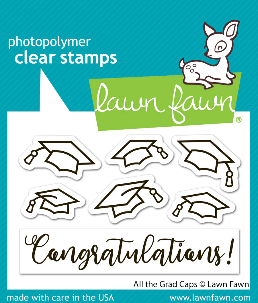 Lawn Fawn - All the Grad Caps Stamp, Die & Stencil Bundle
