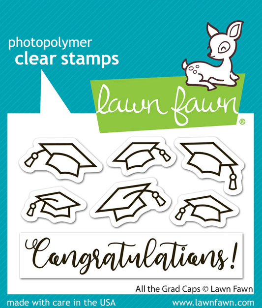 Lawn Fawn - All the Grad Caps Stamp, Die & Stencil Bundle