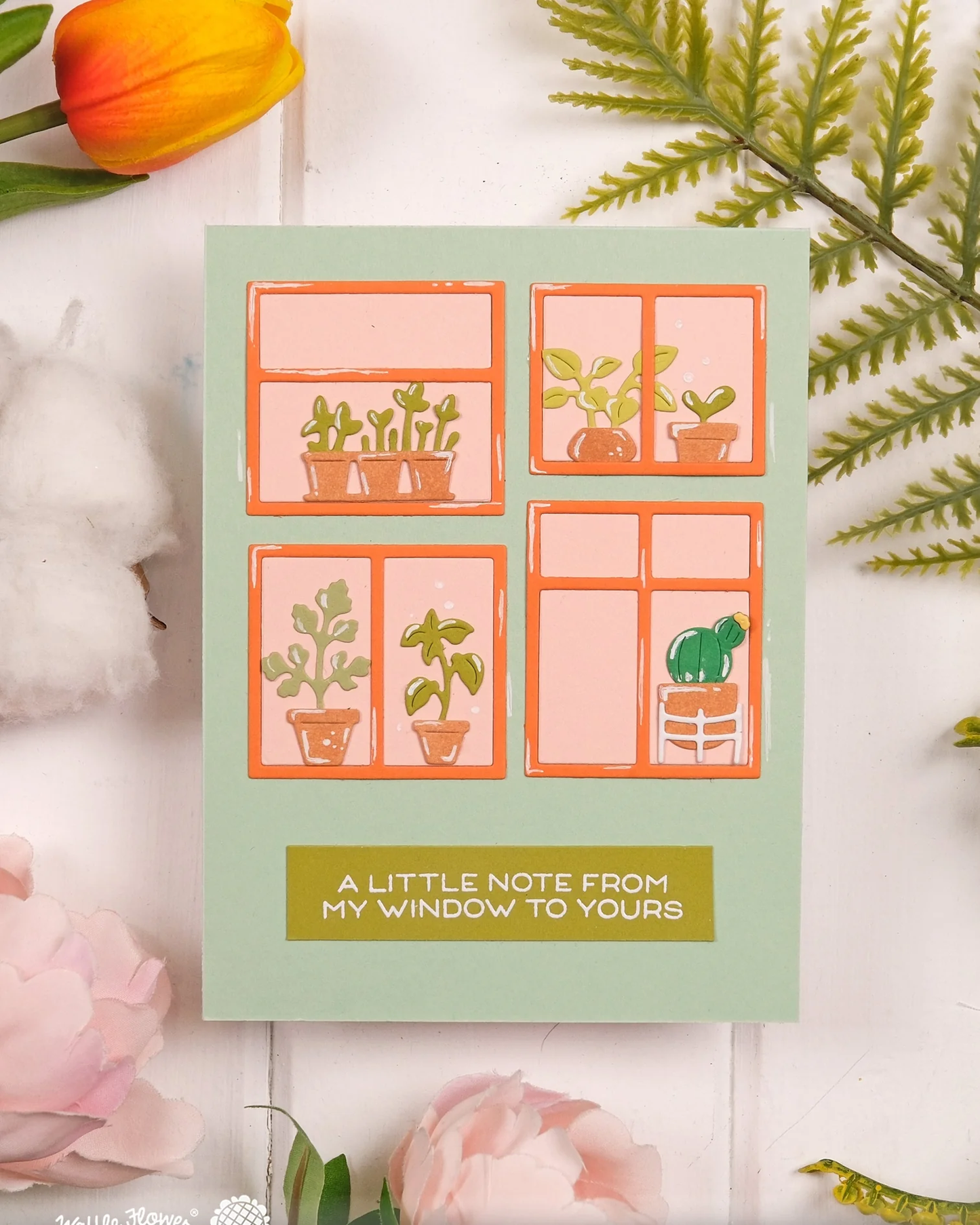Waffle Flower - Postage Collage - Windowsill Plants Die Set