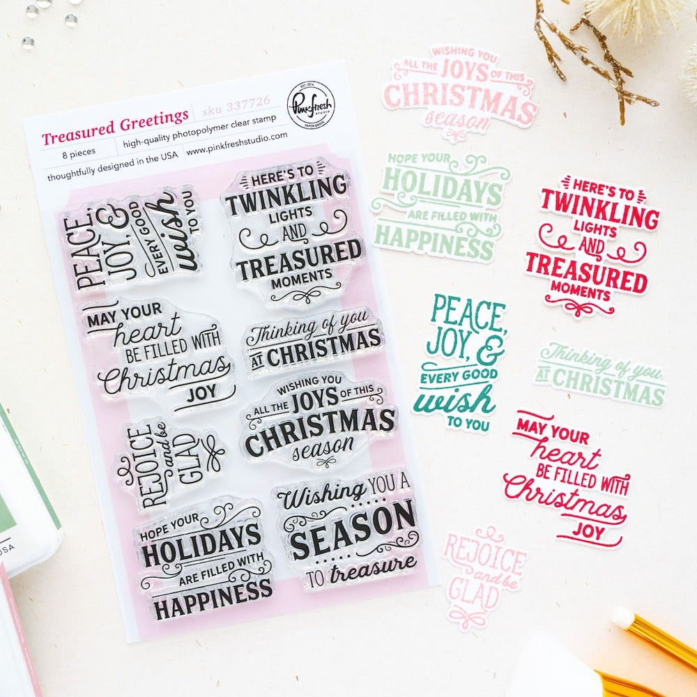 Pinkfresh - Treasured Greetings - Stamp & Die Bundle