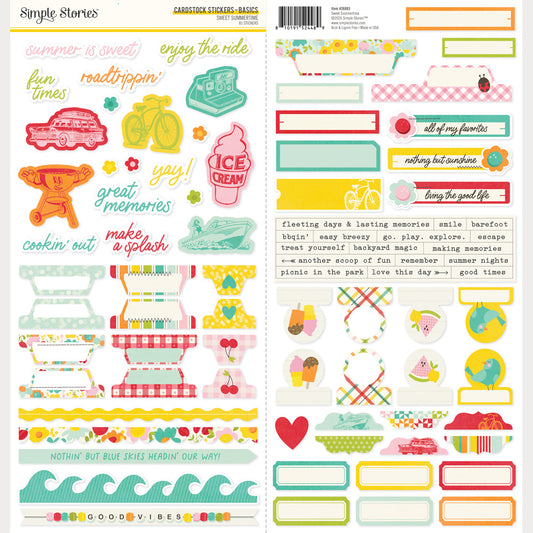 Simple Stories - Sweet Summertime - Cardstock Stickers: Basics