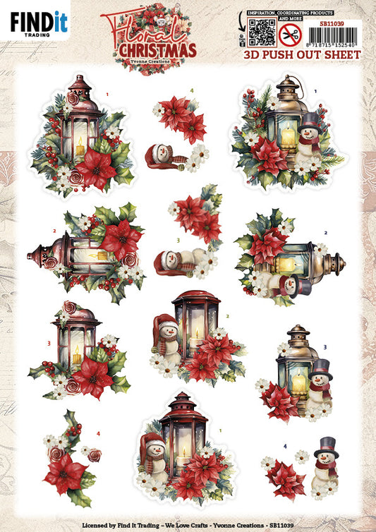 Find It Trading - Floral Christmas 3D Push Out Sheet - Floral Lantern