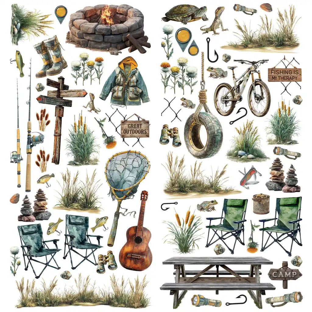 49 & Market - Campfire Memories - Laser Cuts: Fishing Elements