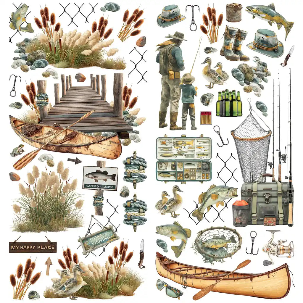 49 & Market - Campfire Memories - Laser Cuts: Fishing Elements
