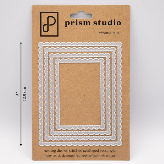 Prism Studio - Nesting Stitched Scalloped Rectangles Die Set