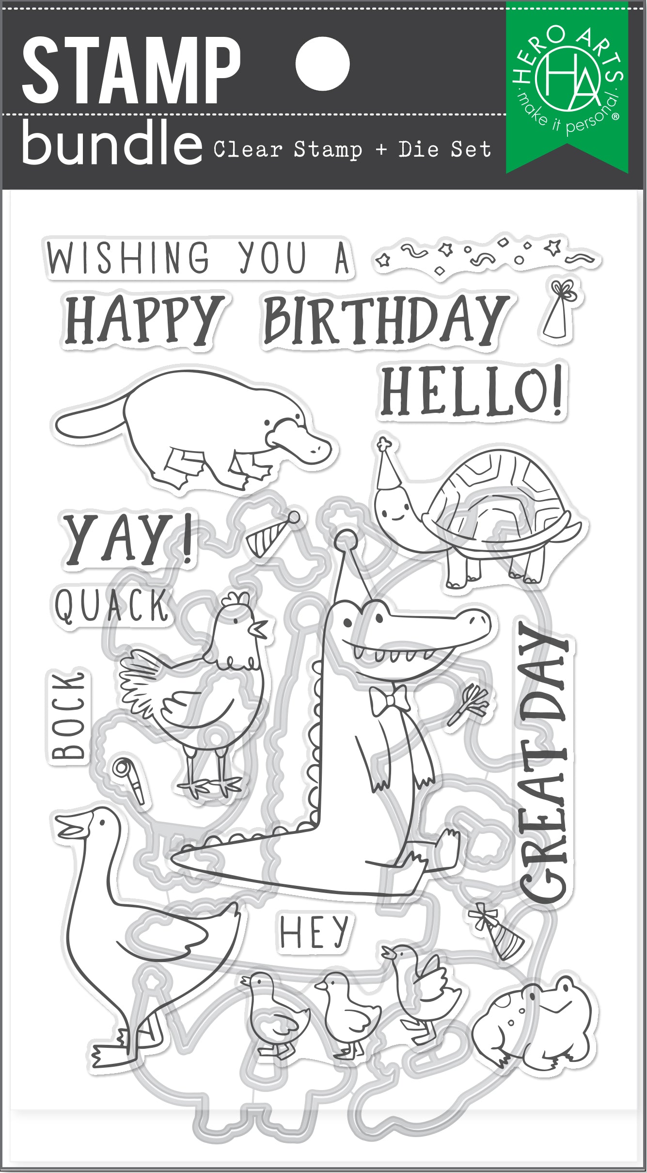 Hero Arts - Birthday Animals Stamp & Die Bundle