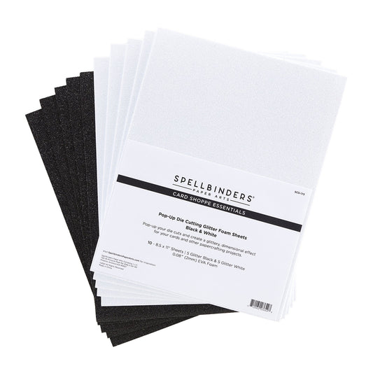 Spellbinders - Pop-Up Glitter Foam - Black & White