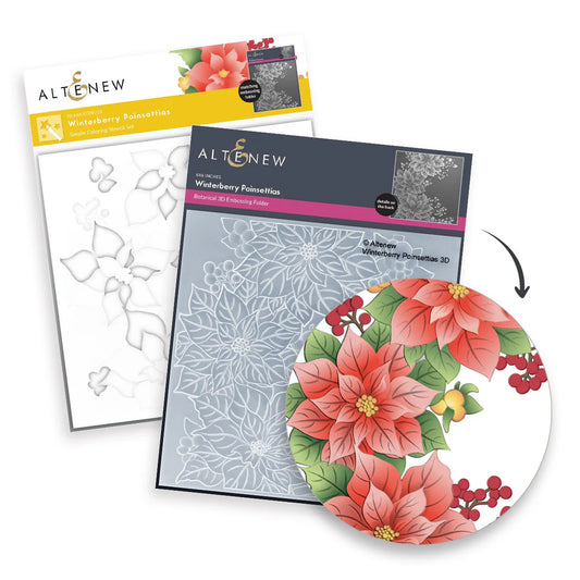 Altenew - Winterberry Poinsettias 3D Embossing Folder & Stencil Bundle
