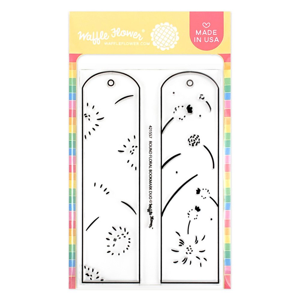 Waffle Flower - Round Floral Bookmark Stamp & Stencil Bundle